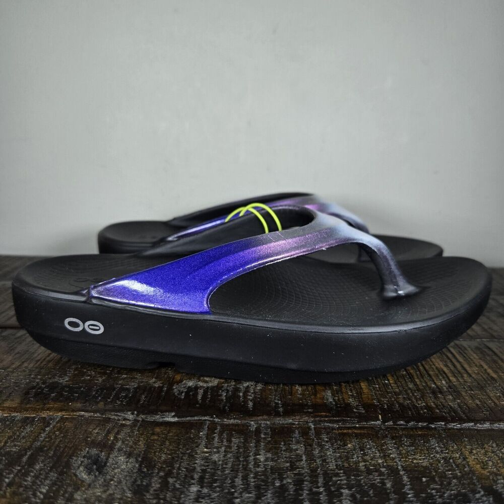 NEW Oofos Oolala Calypso Womens Size 6 Recovery Slip-On Flip Flops Sandals Blue